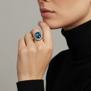 Vintage Blue Gemstone Cocktail Ring